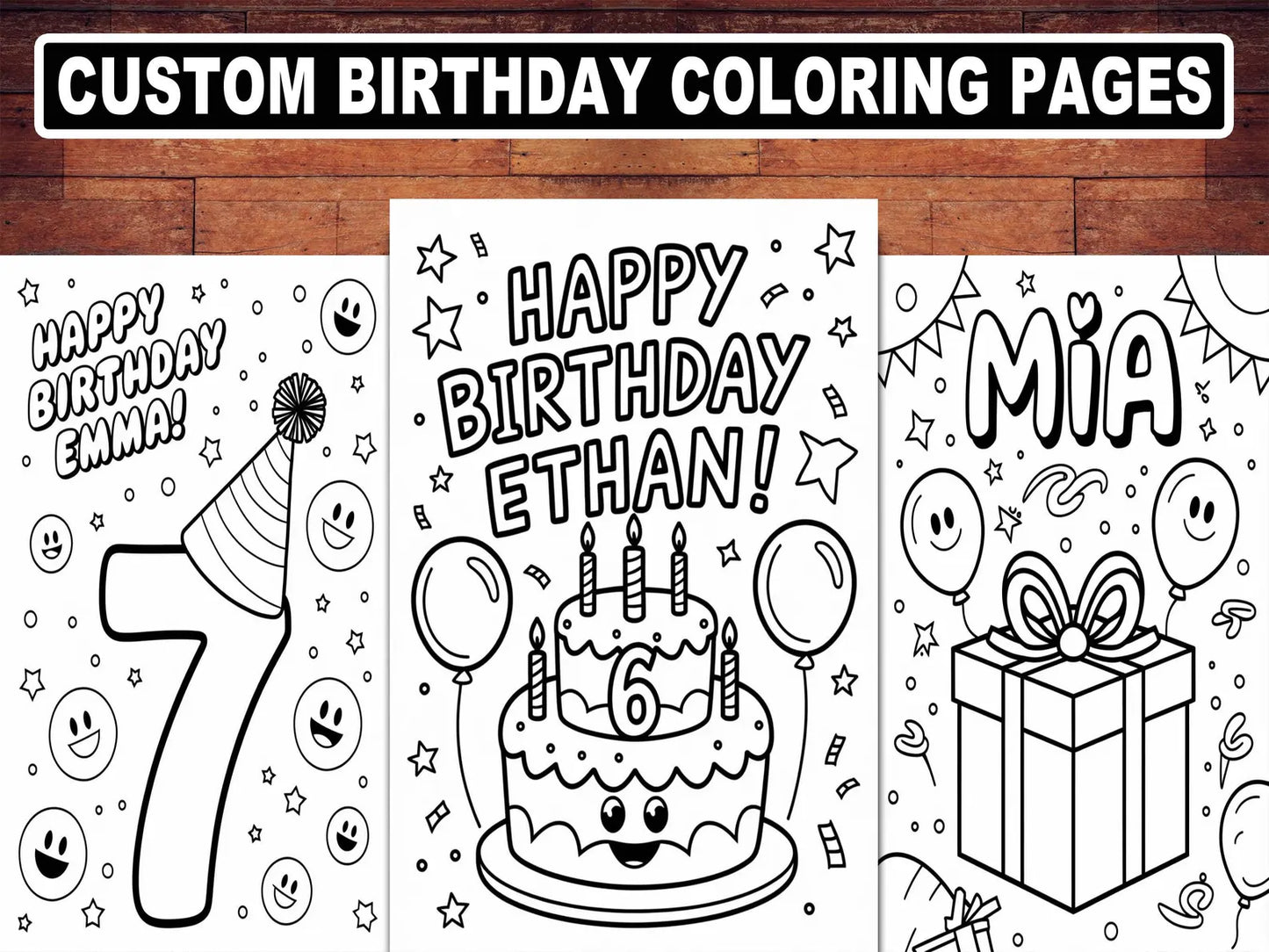 Personalized Birthday Coloring Pages for Kids | Custom Printable Party Activity, Digital Download