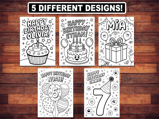 Personalized Birthday Coloring Pages for Kids | Custom Printable Party Activity, Digital Download
