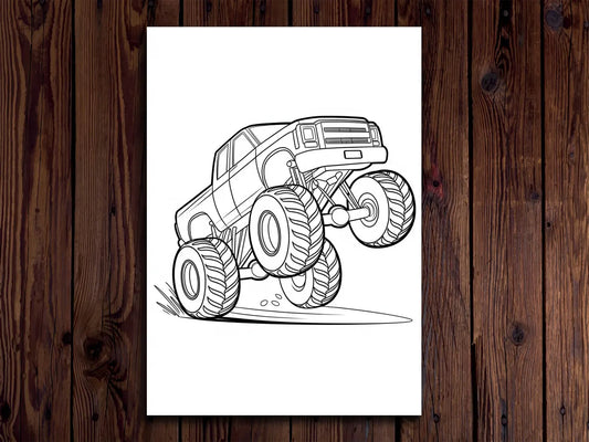 Monster Truck Coloring Pages: 20 Action Designs for Kids (Digital Download)