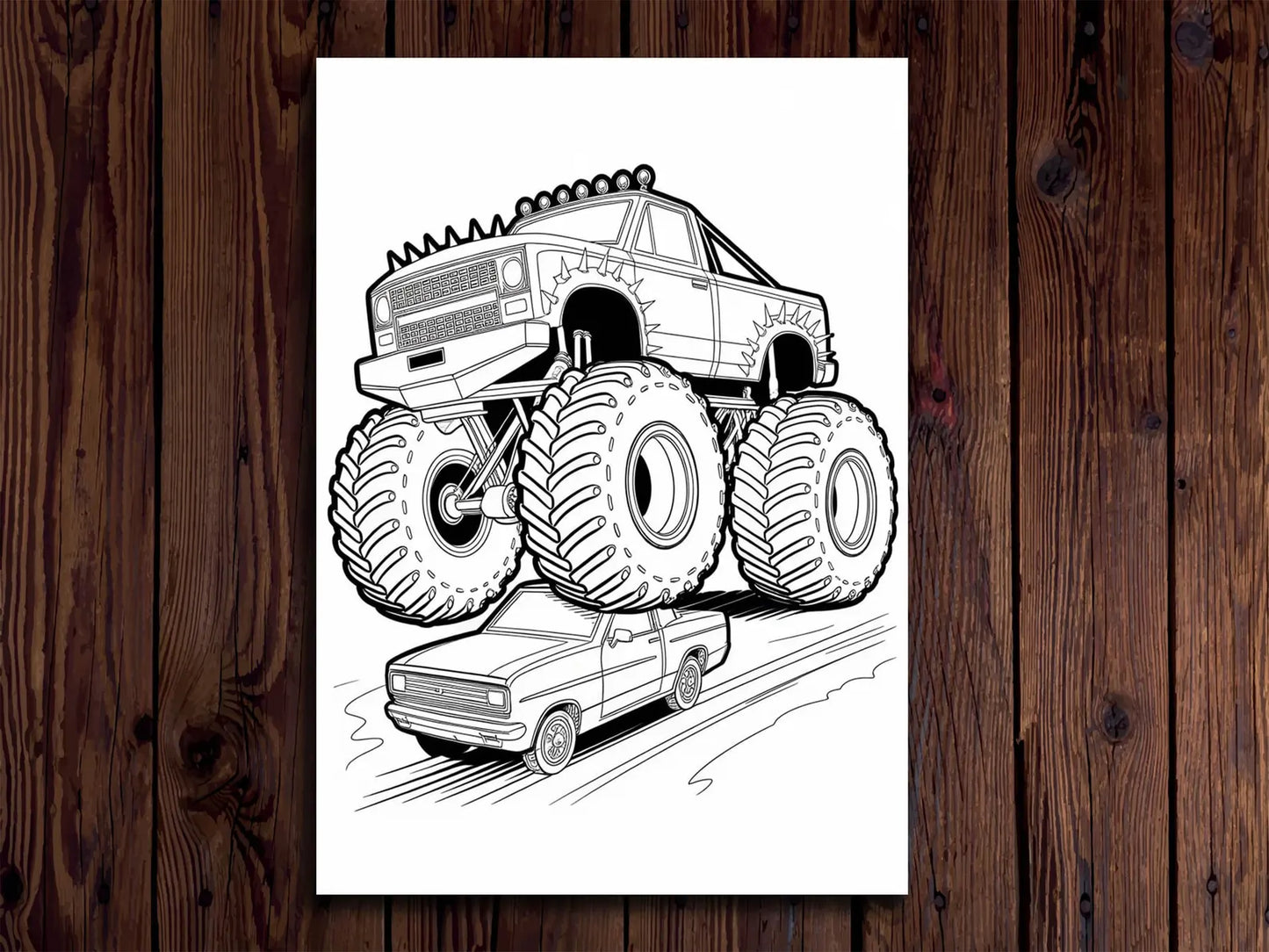 Monster Truck Coloring Pages: 20 Action Designs for Kids (Digital Download)