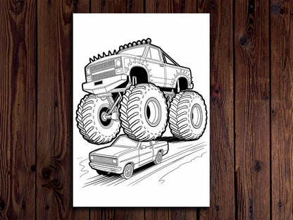 Monster Truck Coloring Pages: 20 Action Designs for Kids (Digital Download)