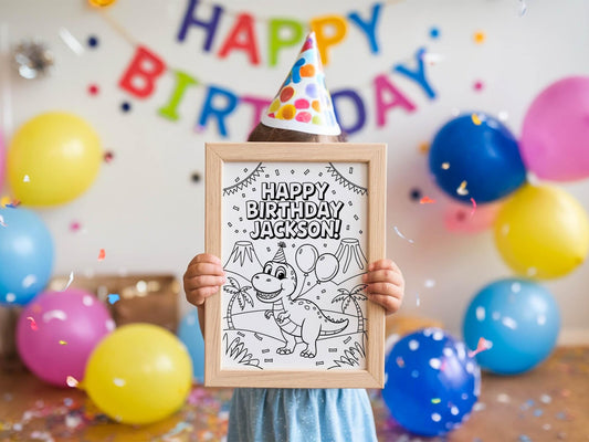 Personalized Birthday Coloring Pages for Kids | Custom Printable Party Activity, Digital Download