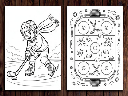Hockey Coloring Pages: Winter Sports Activity (PDF Download)